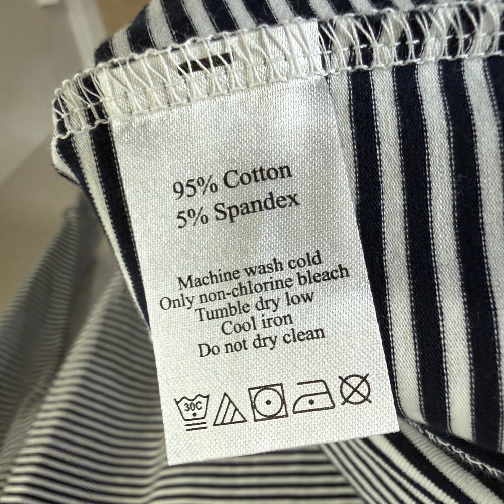 Duffield Lane Striped Cowl Neck Top Navy Blue or Black White Preppy Nautical M - Picture 7 of 7